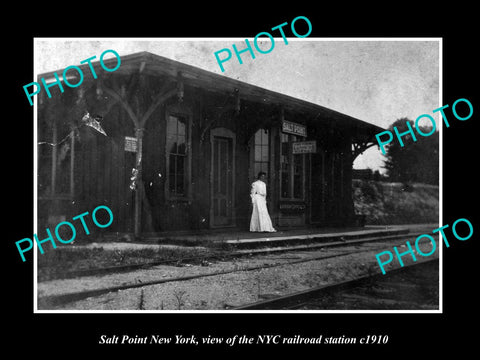 OLD LARGE HISTORIC PHOTO OF SALT POINT NEW YORK, THE NYC RAILROAD STATION c1910