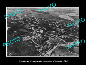 OLD LARGE HISTORIC PHOTO OF WYOMISSING PENNSYLVANIA, AERIAL VIEW OF TOWN c1940