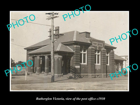 OLD LARGE HISTORIC PHOTO OF RUTHERGLEN VICTORIA, VIEW OF THE POST OFFICE 1930