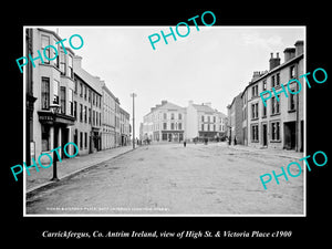 OLD LARGE HISTORIC PHOTO OF CARRICKFERGUS IRELAND, HIGH STREET & VICTORIA c1900