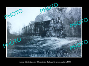 OLD LARGE HISTORIC PHOTO OF AMORY MISSISSIPPI, MISSISSIPIAN RAILWAY TRAIN c1950