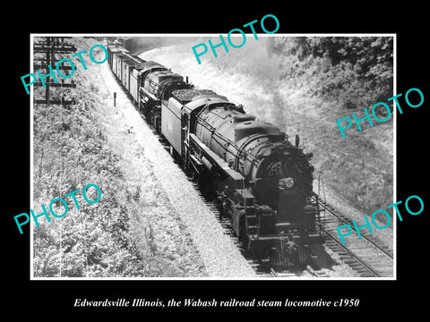 OLD LARGE HISTORIC PHOTO OF EDWARDSVILLE ILLINOIS, THE WABASH RAILWAY TRAIN 1950