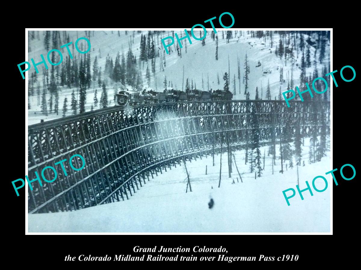 OLD LARGE HISTORIC PHOTO GRAND JUNCTION COLORADO, TRAIN OVER HAGERMAN PASS 1910