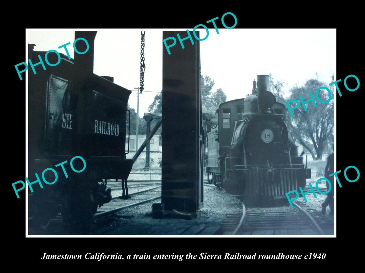 OLD LARGE HISTORIC PHOTO OF JAMESTOWN CALIFORNIA, THE SIERRA RAILROAD TRAIN 1940