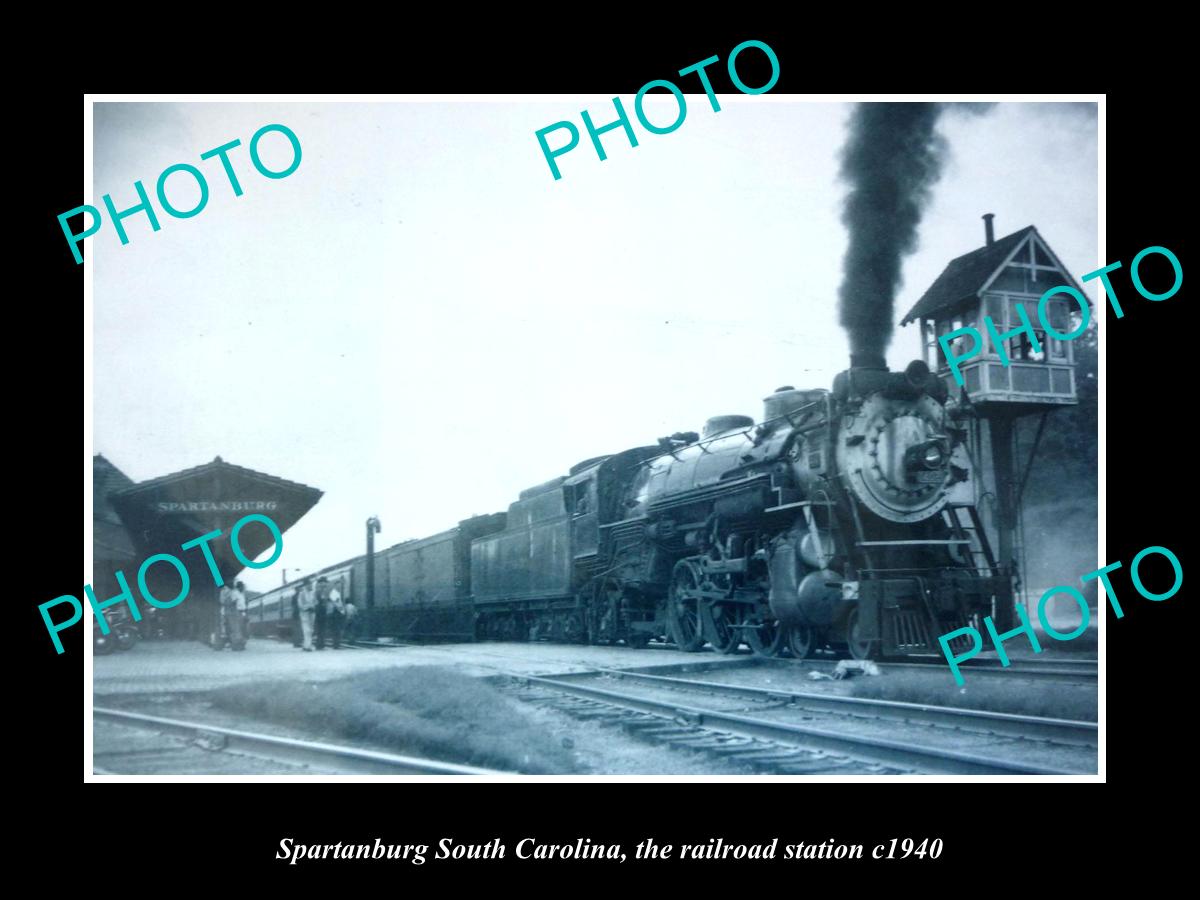 OLD LARGE HISTORIC PHOTO OF SPARTANBURG SOUTH CAROLINA, THE RAILROAD DEPOT 1940