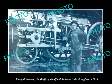 OLD LARGE HISTORIC PHOTO TONOPAH NEVADA, BULLFROG GOLDFIELD RAILROAD TRAIN c1910