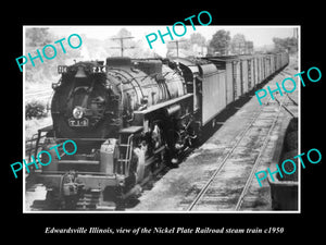 OLD LARGE HISTORIC PHOTO OF EDWARDSVILLE ILLINOIS, NICKEL PLATE RAILROAD c1950