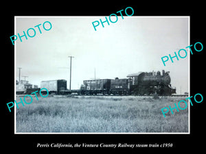 OLD LARGE HISTORIC PHOTO OF PERRIS CALIFORNIA, THE VENTURA COUNTRY RAILWAY c1950