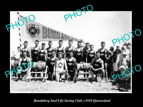 OLD LARGE HISTORIC PHOTO OF BUNDABERG QUEENSLAND, THE SURF LIFE SAVING CLUB 1930