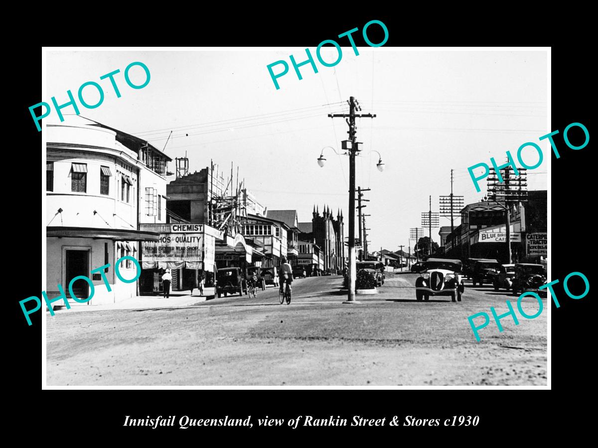 OLD LARGE HISTORIC PHOTO OF INNISFAIL QUEENSLAND, VIEW OF RANKIN St c1930