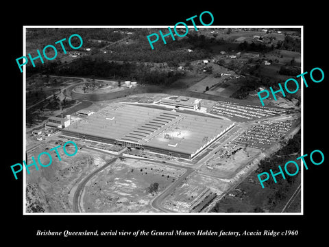 OLD LARGE HISTORIC PHOTO OF BRISBANE QUEENSLAND, THE GM HOLDEN FACTORY A/R c1960