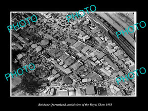 OLD LARGE HISTORIC PHOTO OF BRISBANE QUEENSLAND, AERIAL VIEW OF ROYAL SHOW c1958