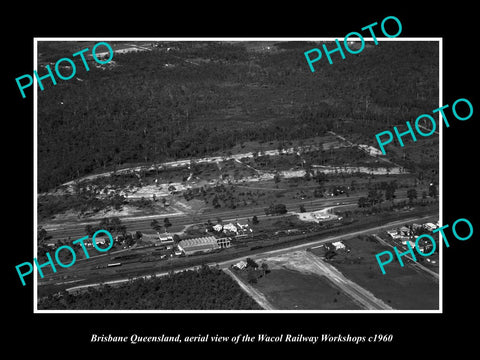 OLD LARGE HISTORIC PHOTO OF BRISBANE QUEENSLAND, THE WACOL RAILWAY SHOPS c1960