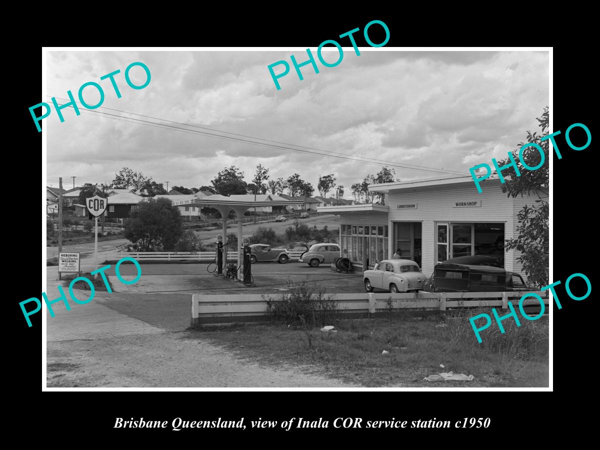 OLD LARGE HISTORIC PHOTO OF BRISBANE QUEENSLAND, THE INALA COR OIL STA ...