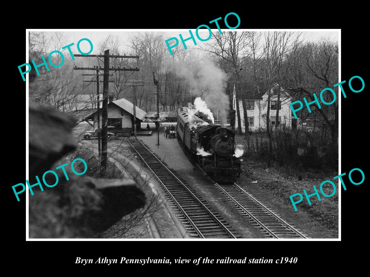 OLD LARGE HISTORIC PHOTO OF BRYN ATHYN PENNSYLVANIA, THE RAILROAD STATION c1940