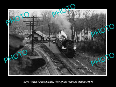 OLD LARGE HISTORIC PHOTO OF BRYN ATHYN PENNSYLVANIA, THE RAILROAD STATION c1940