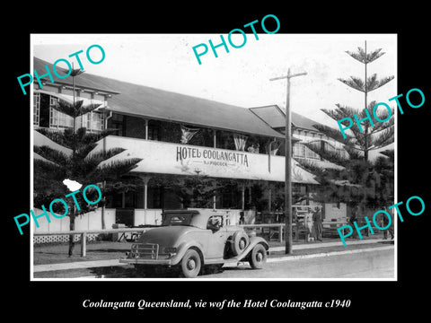 OLD LARGE HISTORIC PHOTO OF COOLANGATTA QUEENSLAND, THE HOTEL COOLANGATTA c1940