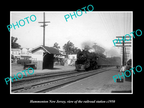 OLD LARGE HISTORIC PHOTO OF HAMMONTON NEW JERSEY, THE RAILROAD STATION c1950