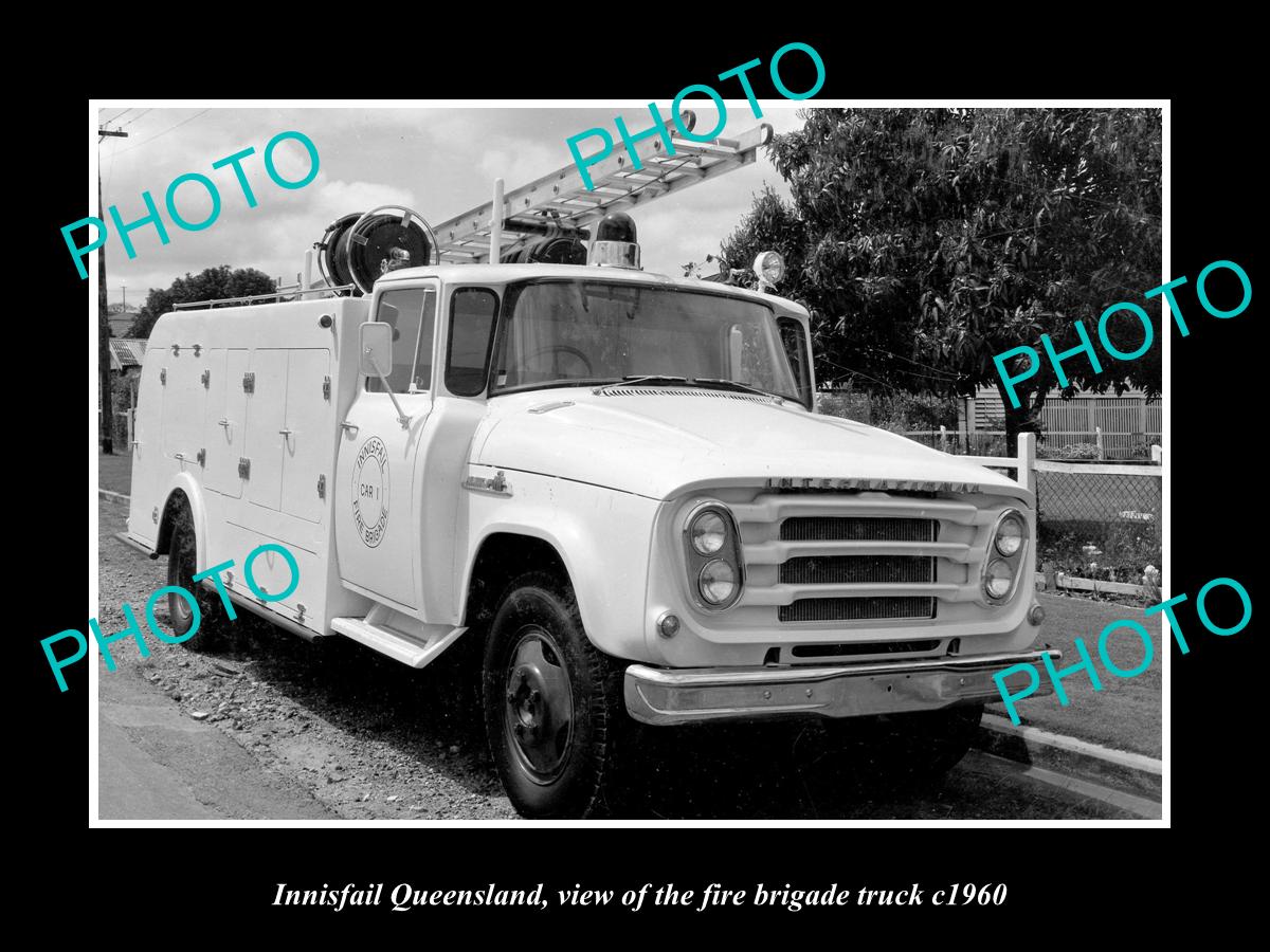 OLD LARGE HISTORIC PHOTO OF INNISFAIL QUEENSLAND, THE FIRE BRIGADE TRUCK c1960