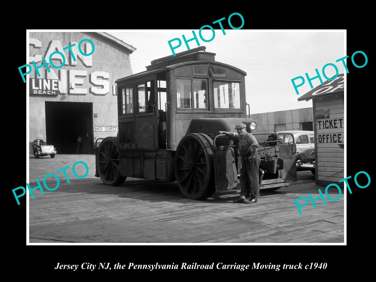 OLD HISTORIC PHOTO OF JERSEY CITY NJ, PENNSYLVANIA RAILROAD CARRIAGE TRUCK c1940