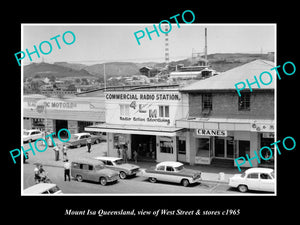 OLD LARGE HISTORIC PHOTO OF MOUNT ISA QUEENSLAND, VIEW OF WETS ST & STORES c1965