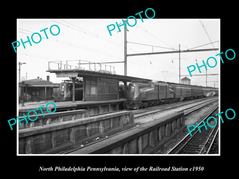 OLD LARGE HISTORIC PHOTO OF NORTH PHILADELPHIA PENNSYLVANIA RAILROAD DEPOT c1950