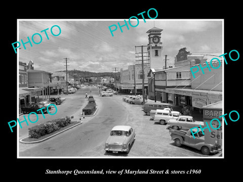 OLD LARGE HISTORIC PHOTO OF STANTHORPE QUEENSLAND, MARYLAND ST & STORES c1960