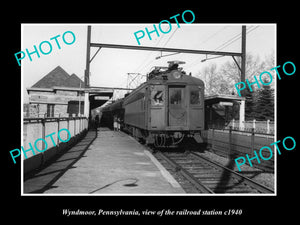 OLD LARGE HISTORIC PHOTO OF WYNDMOOR PENNSYLVANIA, THE RAILROAD STATION c1940