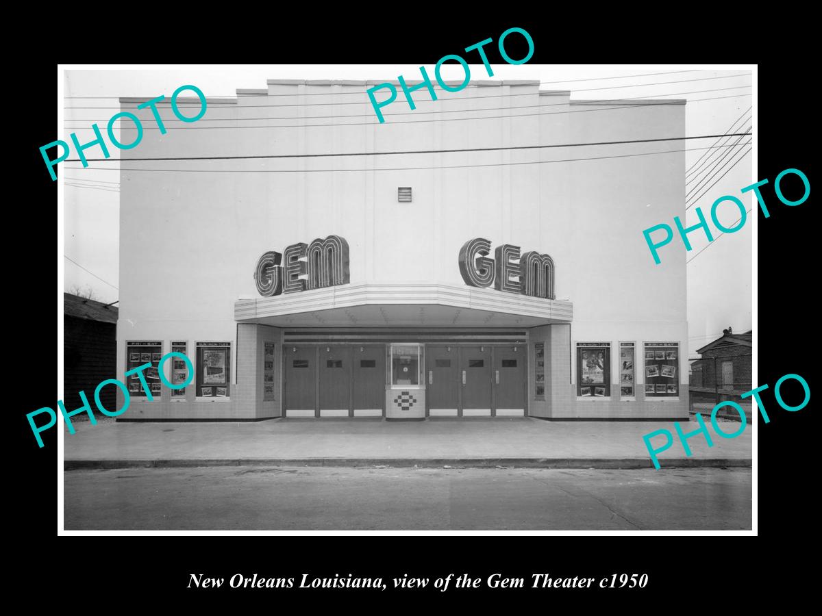 OLD LARGE HISTORIC PHOTO OF NEW ORLEANS LOUISIANA, VIEW OF THE GEM THEATER c1950