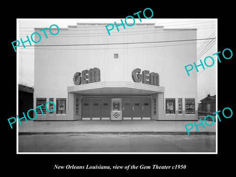 OLD LARGE HISTORIC PHOTO OF NEW ORLEANS LOUISIANA, VIEW OF THE GEM THEATER c1950