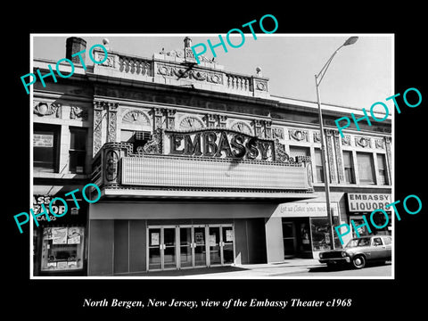 OLD LARGE HISTORIC PHOTO OF NORTH BERGEN NEW JERSEY, THE EMBASSY THEATER c1968