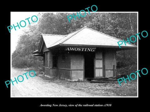 OLD LARGE HISTORIC PHOTO OF AWOSTING NEW JERSEY, THE RAILROAD STATION c1910