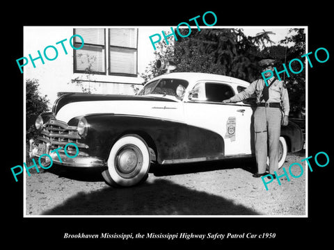 OLD LARGE HISTORIC PHOTO OF BROOKHAVEN MISSISSIPPI, HIGHWAY PATROL POLICE c1950