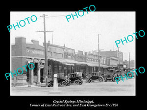 OLD LARGE HISTORIC PHOTO OF CRYSTAL SPRINGS MISSISSIPPI, THE MAIN STREET c1920