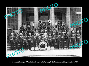 OLD LARGE HISTORIC PHOTO OF CRYSTAL SPRINGS MISSISSIPPI, HIGH SCHOOL BAND c1940