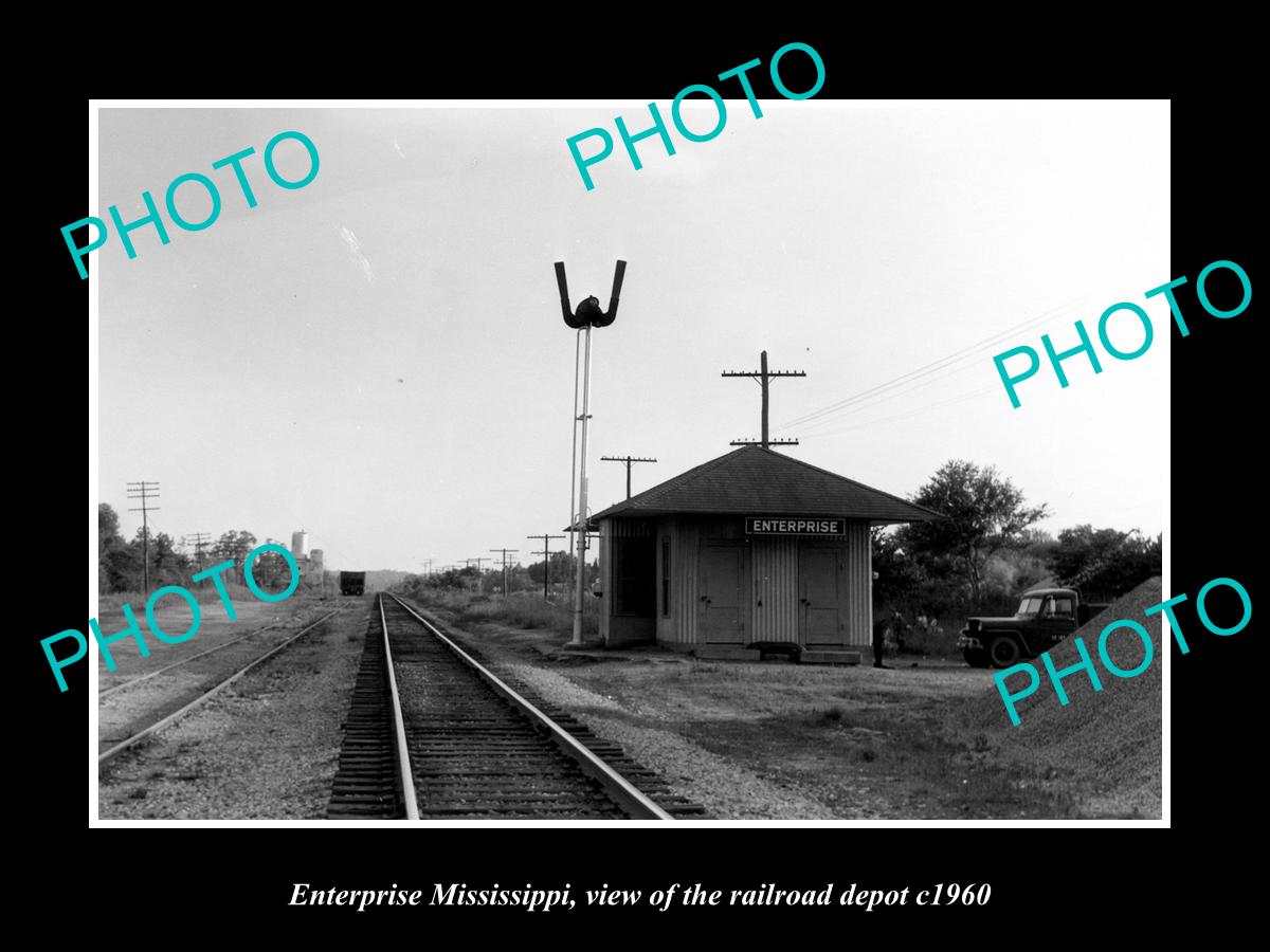 OLD LARGE HISTORIC PHOTO OF ENTERPRISE MISSISSIPPI, THE RAILROAD DEPOT c1960