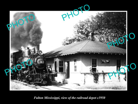 OLD LARGE HISTORIC PHOTO OF FULTON MISSISSIPPI, THE RAILROAD DEPOT c1950