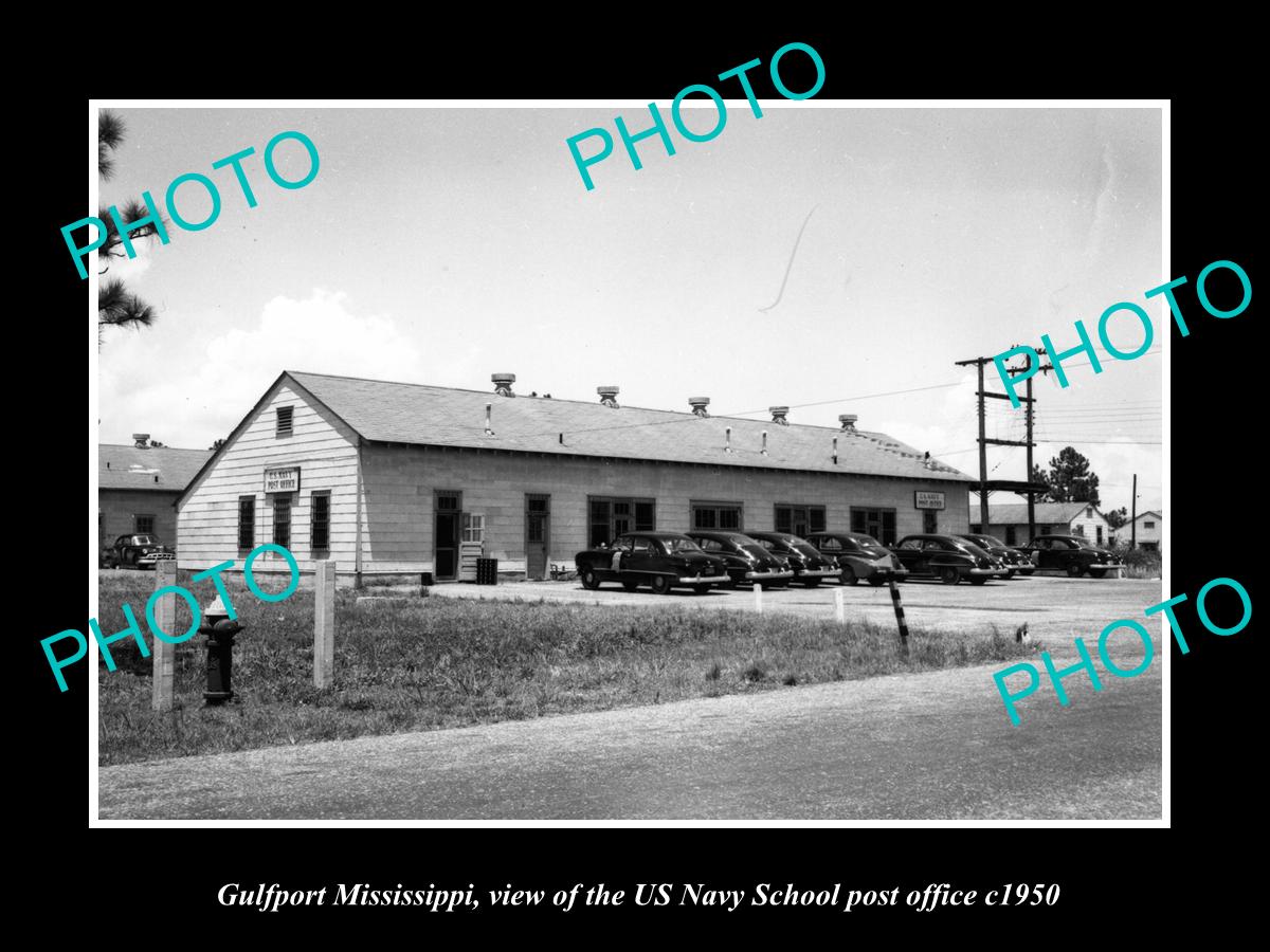 OLD LARGE HISTORIC PHOTO OF GULFPORT MISSISSIPPI, THE US NAVY POST OFFICE c1950