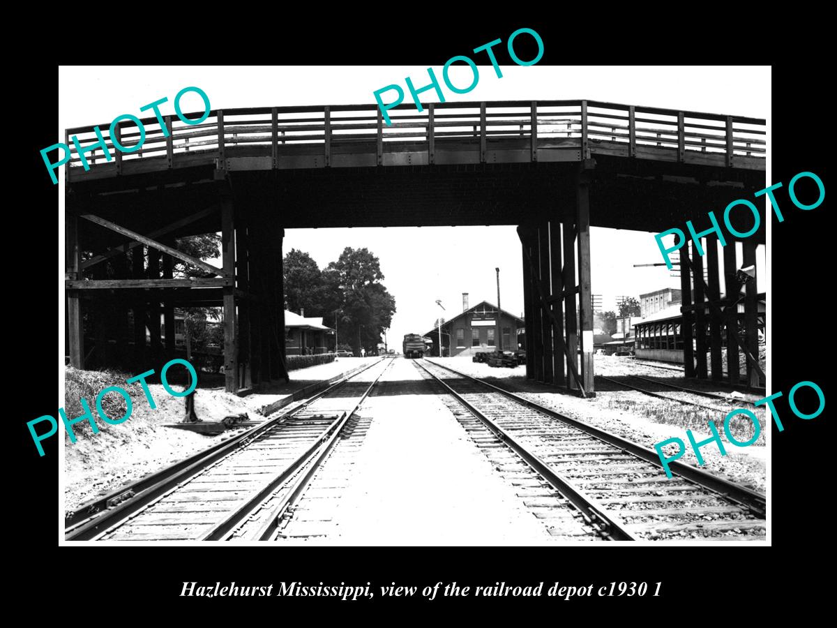 OLD LARGE HISTORIC PHOTO OF HAZLEHURST MISSISSIPPI, THE RAILROAD DEPOT c1930 2