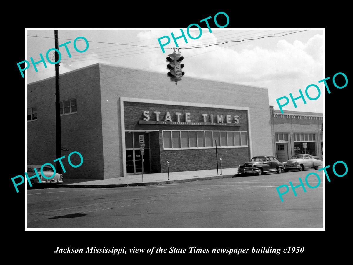 OLD HISTORIC PHOTO OF JACKSON MISSISSIPPI, STATE TIMES NEWSPAPER BUILDING c1950