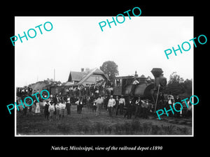 OLD LARGE HISTORIC PHOTO OF NATCHEZ MISSISSIPPI, THE RAILROAD DEPOT c1890 1