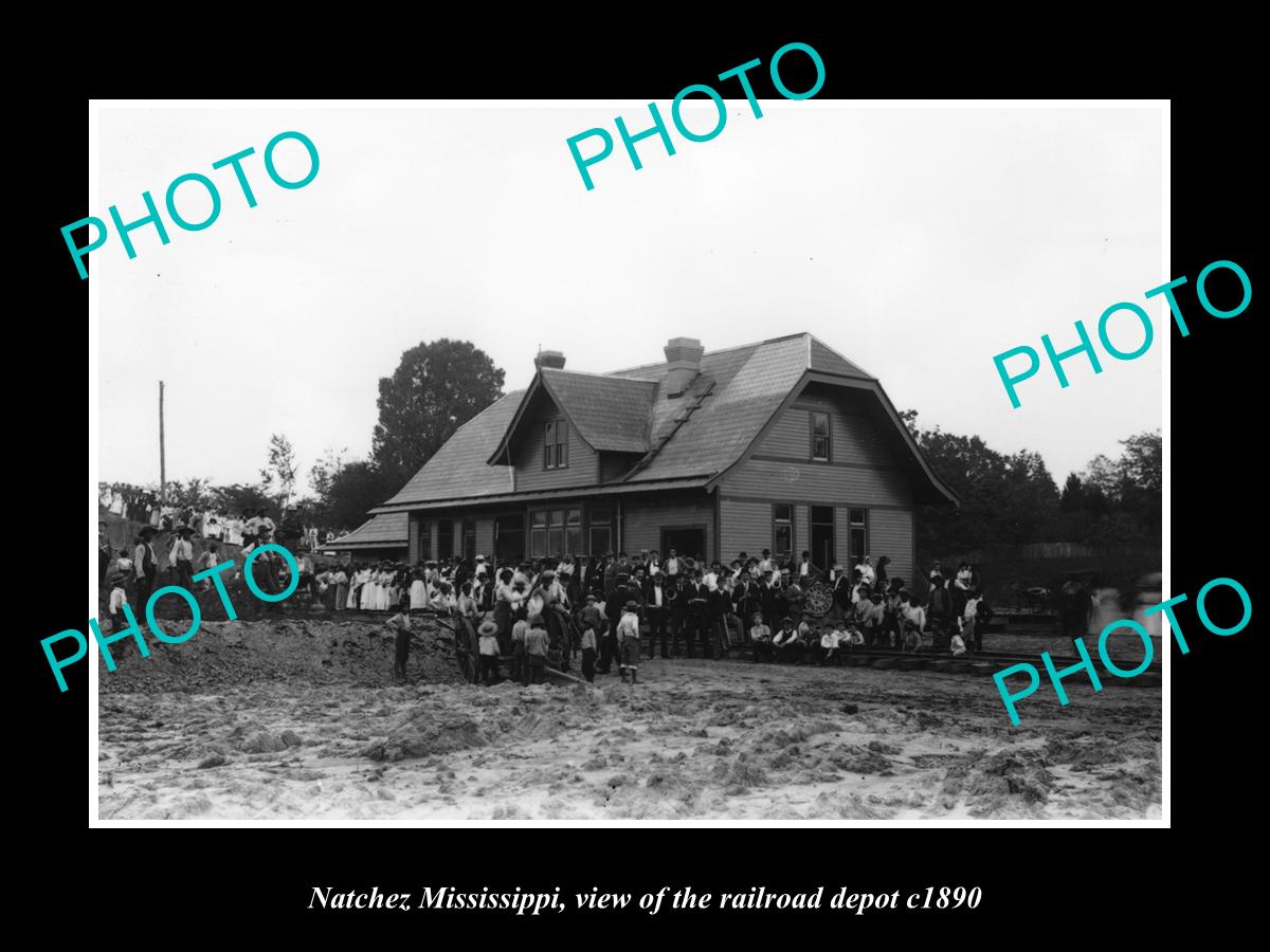 OLD LARGE HISTORIC PHOTO OF NATCHEZ MISSISSIPPI, THE RAILROAD DEPOT c1890 2