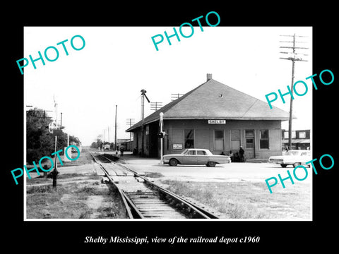 OLD LARGE HISTORIC PHOTO OF SHELBY MISSISSIPPI, THE RAILROAD DEPOT c1960