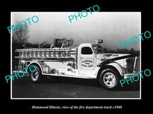 OLD LARGE HISTORIC PHOTO OF HAMMOND ILLINOIS, THE FIRE DEPARTMENT TRUCK c1960