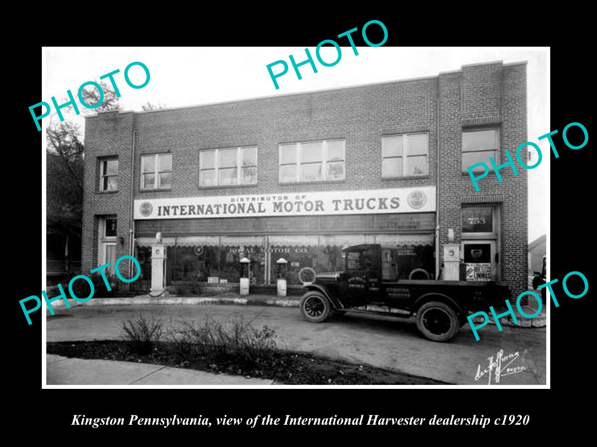 OLD HISTORIC PHOTO OF KINGSTON PENNSYLVANIA, THE INTERNATIONAL TRUCK STORE c1920