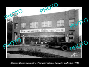 OLD HISTORIC PHOTO OF KINGSTON PENNSYLVANIA, THE INTERNATIONAL TRUCK STORE c1920