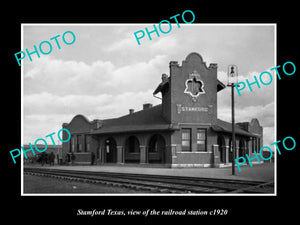 OLD LARGE HISTORIC PHOTO OF STAMFORD TEXAS, THE RAILROAD DEPOT STATION c1920