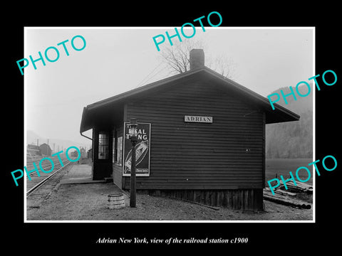 OLD LARGE HISTORIC PHOTO OF ADRIAN NEW YORK, THE ERIE RAILROAD DEPOT c1900