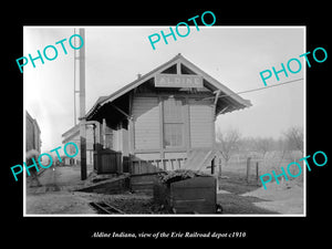 OLD LARGE HISTORIC PHOTO OF ALDINE INDIANA, THE ERIE RAILROAD DEPOT c1910 2