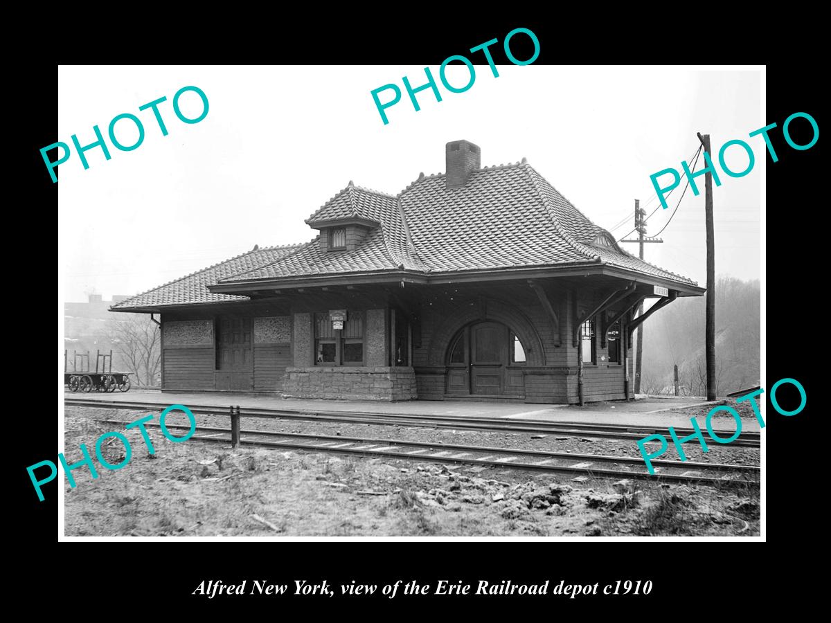 OLD LARGE HISTORIC PHOTO OF ALFRED NEW YORK, THE ERIE RAILROAD DEPOT c1910